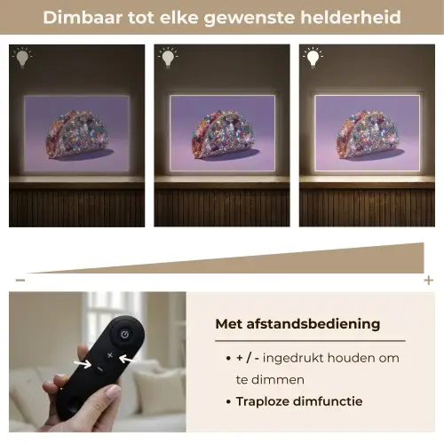 Edelstenen - Glitters - Paars - Kleurrijk Light Box met batterij (Wandlamp) middel -USP_dimbaarNL