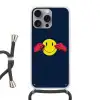 Smiley - Geel - Handen - Minimalistisch Hoesje iPhone 16 Pro Max met koord klein -3d