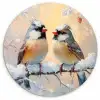 Vogels - Tak - Winter - Sneeuw Wandcirkel kunststof plaat 5mm dik klein -3d