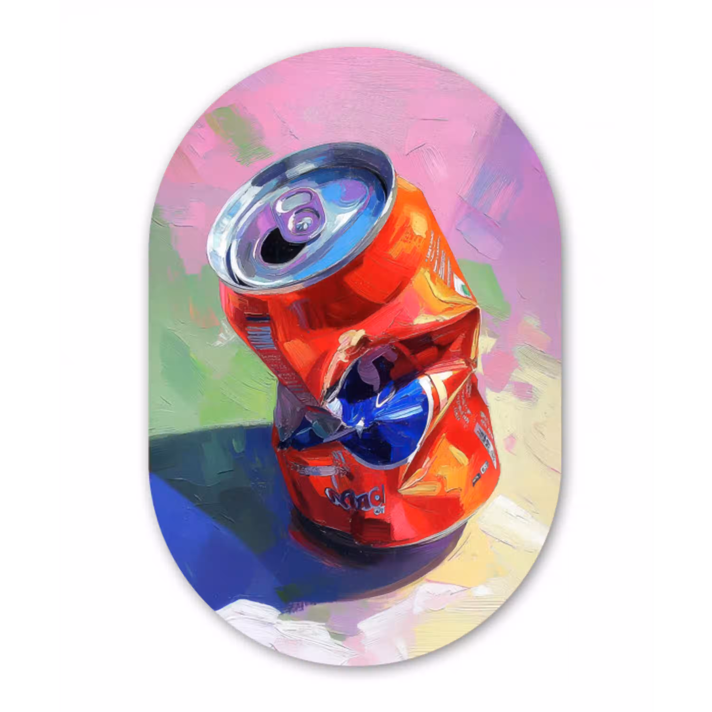 Frisdrank - Blik - Paars Wandcirkel Ovaal Aluminium middel -3d
