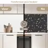 Terrazzo - Patroon - Zwart - Zacht keuken achterwand 2 middel 871 -voor-na2_NL