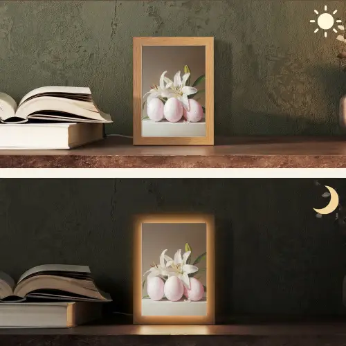 Lelies - Eieren - Pasen Light Box met kabel (Tafellamp) klein -sfeer3