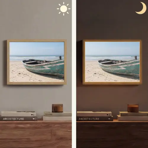 Boot - Zandstrand - Zee Light Box met batterij (Wandlamp) middel -sfeer3