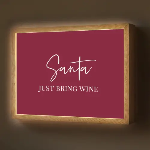 Santa - Wine - Rood - Kerst - Kerstman Light Box met batterij (Wandlamp) middel -z3d_website