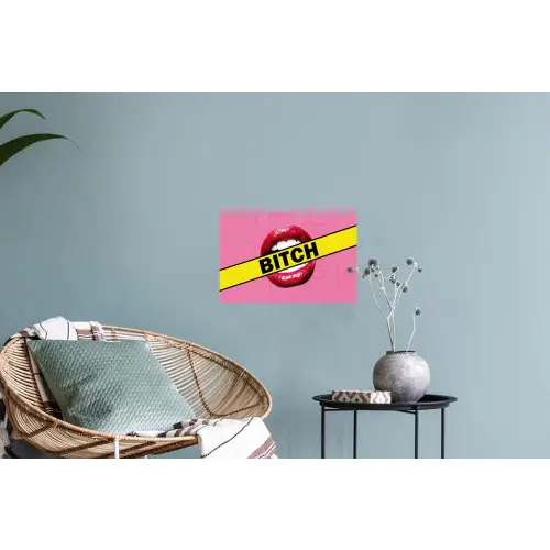 Lippen - Tekst - Kleurrijk Muursticker klein -plant