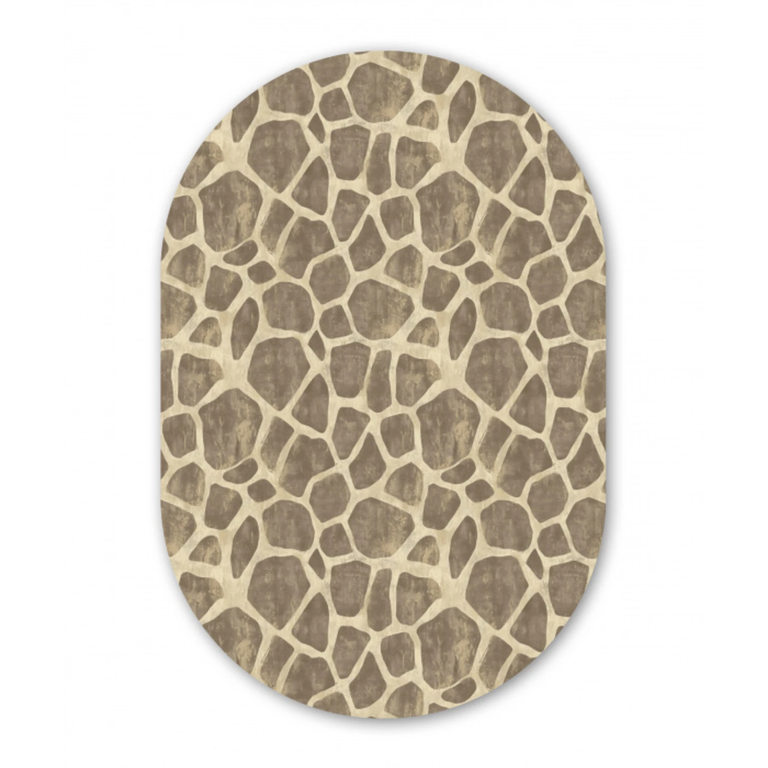 Giraf - Patroon - Beige - Bruin Wandcirkel Ovaal Forex klein 630 -3d