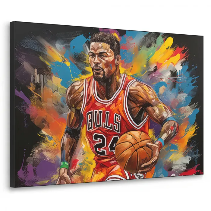 Basketbal - Verf - Kleuren - Rood Textielframe zwart klein -3d