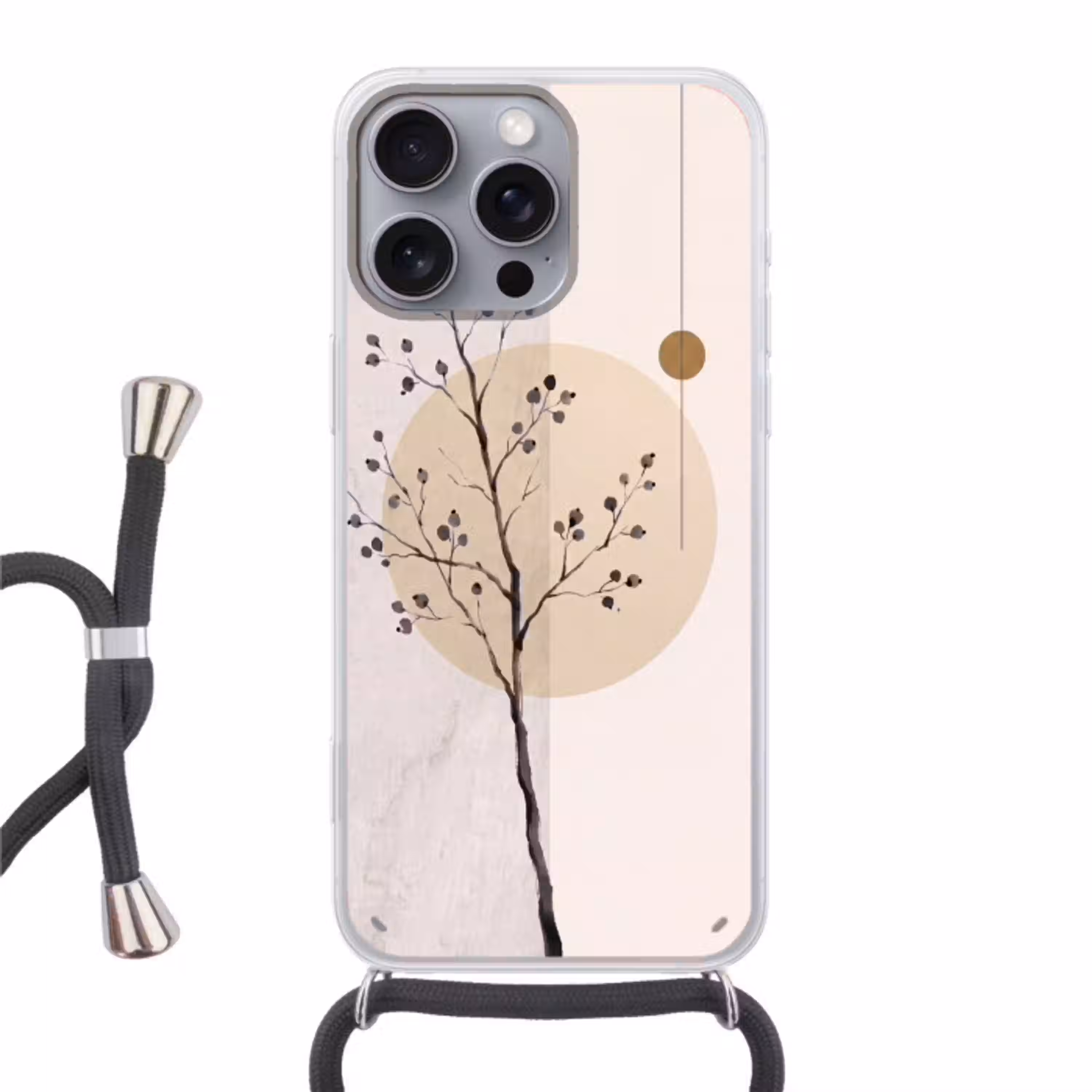 Plant - Abstract - Beige Hoesje iPhone 16 Pro Max met koord klein -3d