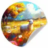 Schaap - Weide - Bloemen Wandcirkel behangsticker klein -3d