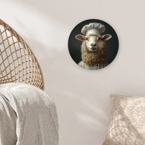 Schaap - Wol - Kok Wandcirkel plexiglas klein -sfeer5