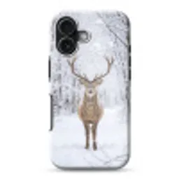 Hert - Winter - Bos - Natuur - Wit Toughcase MagSafe Apple iPhone 17 klein -3d