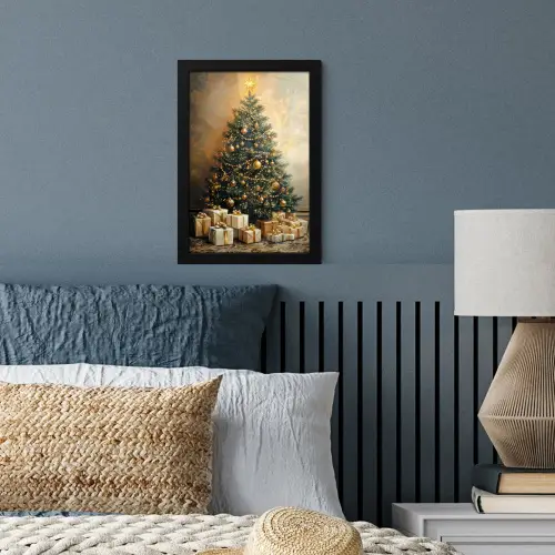 Kerstboom - Cadeaus - Goud fotolijst zwart zonder passe partout klein -sfeer3