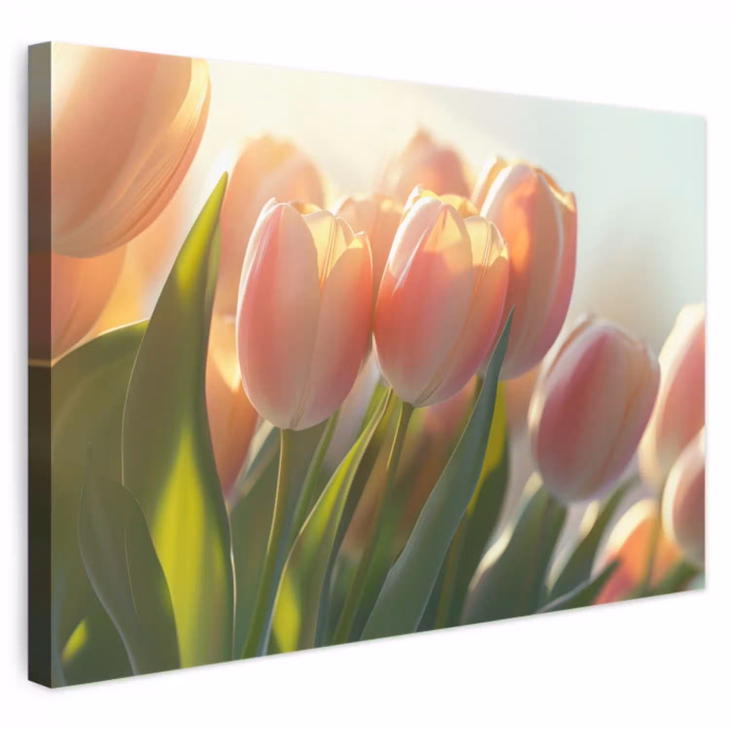 Tulpen - Roze - Zonnestralen canvas 2cm klein -3d
