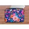 Bloemen - Blauw - Roze laptophoes neopreen klein -tafel