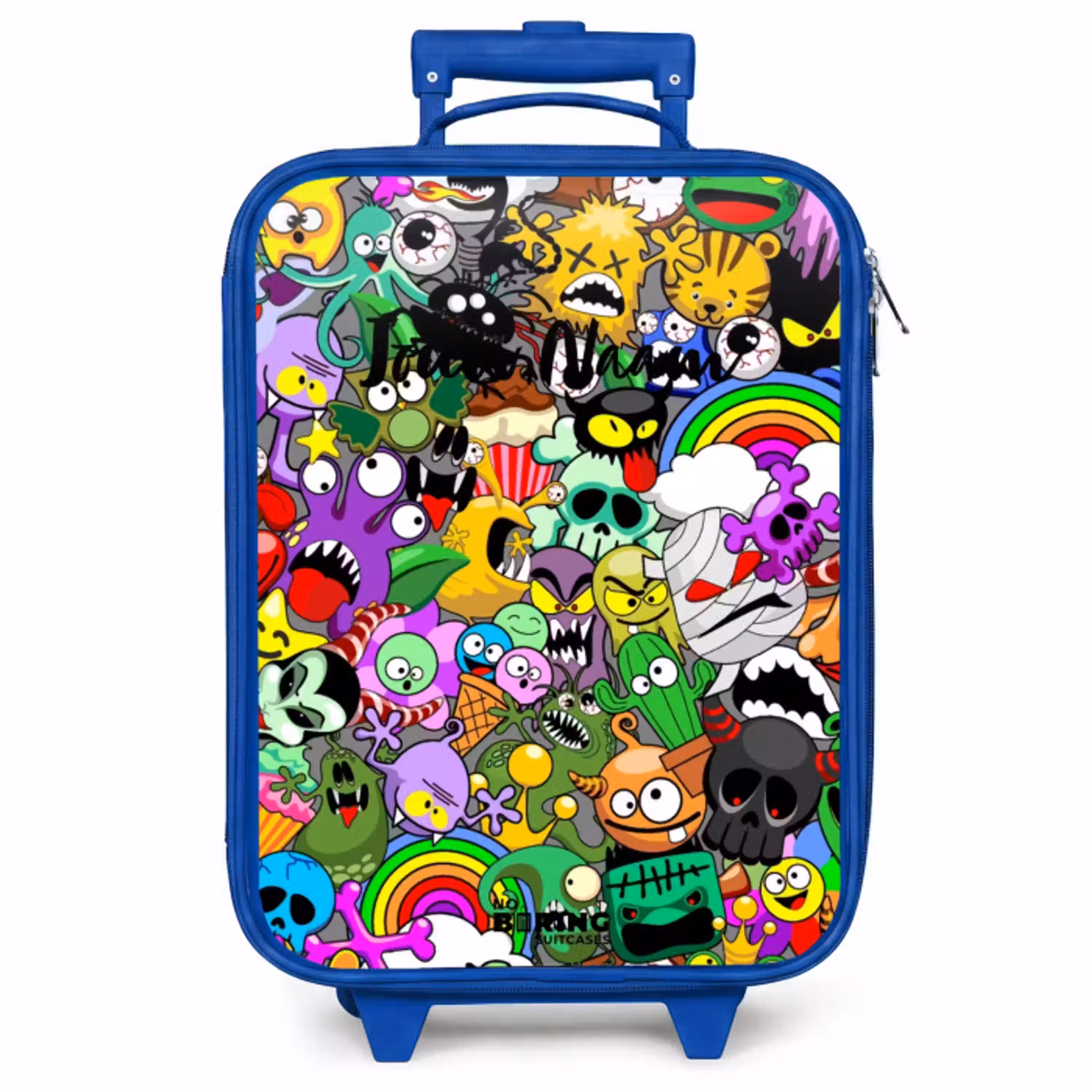 Chaotisch kleurrijk monster patroon Kinderkoffer - Blauw klein -zzz_website3d