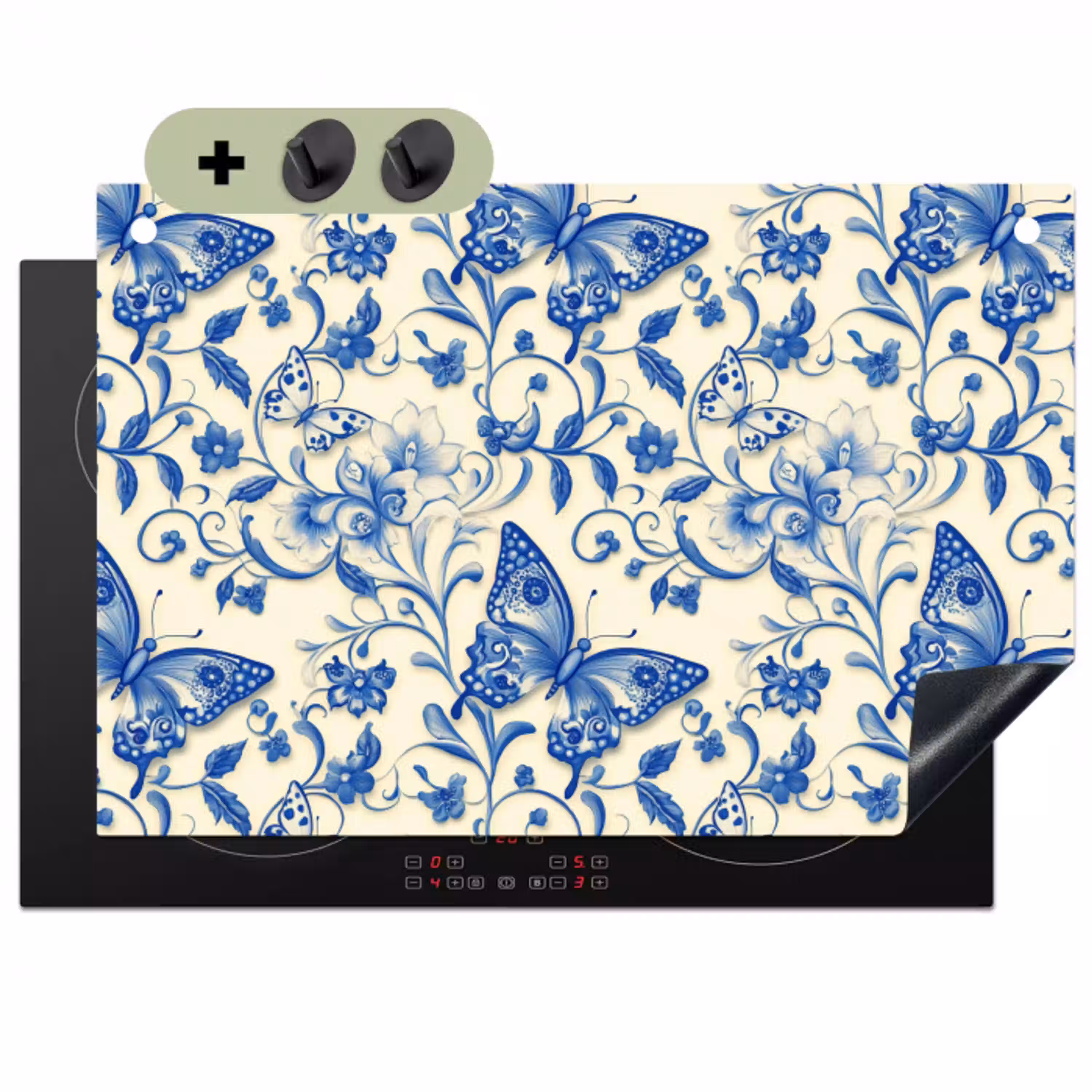 Vlinders - Bloemen - Blauw - Botanisch Inductie beschemer met haakjes klein 777 -3d