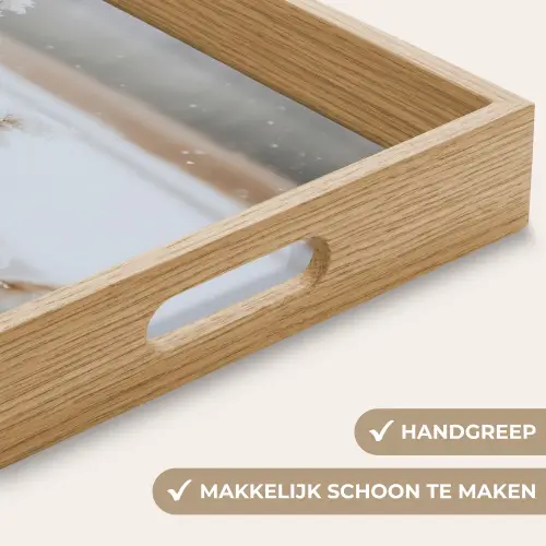 Riet - Meer - Winter - Natuur - Sneeuw - Beige Dienblad Rechthoek middel -USP_HandgreepNL