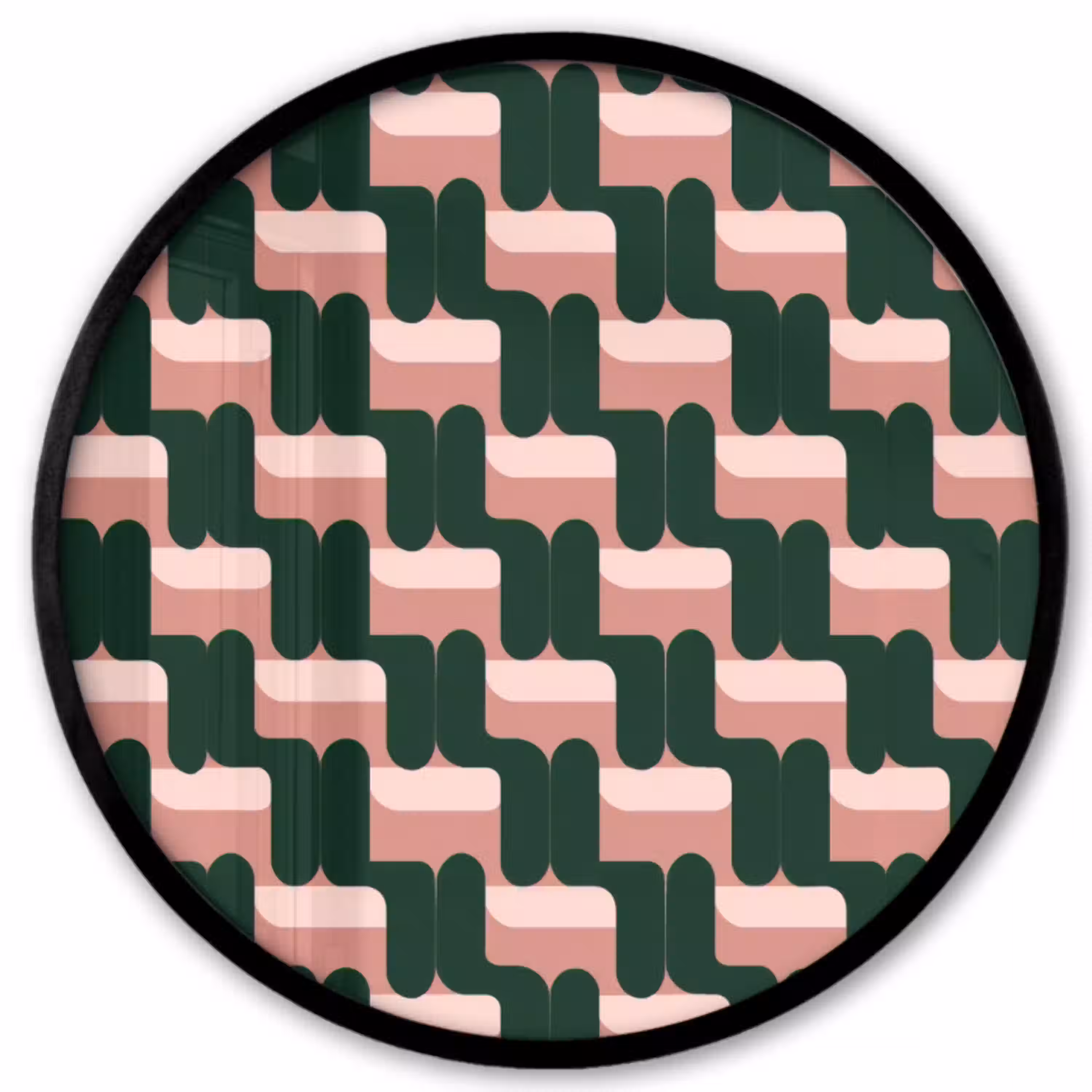 Vlechtpatroon - Groen - Roze - Geometrisch Fotolijst rond zonder passe partout klein 856 -3d