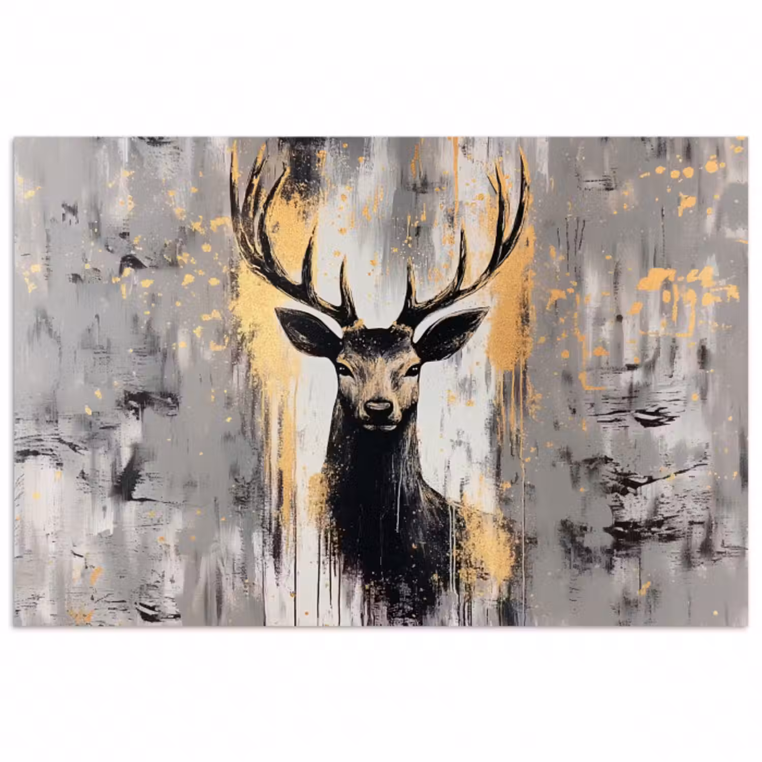Poster - Abstrakt - Hirsch - Geweih - Gold