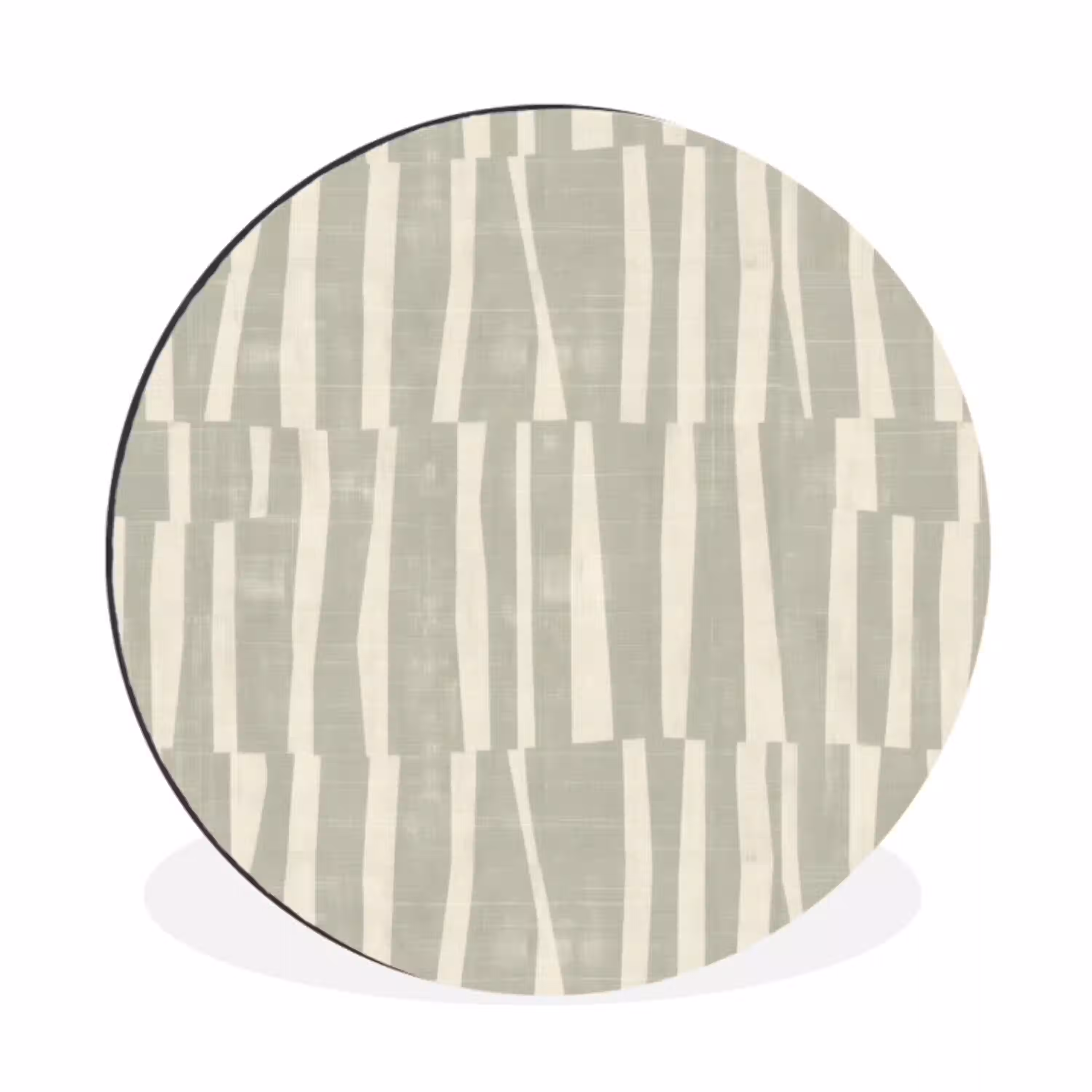 Saliegroen - Strepen - Geometrisch - Textuur - Patroon Wandcirkel aluminium klein 190 -3d