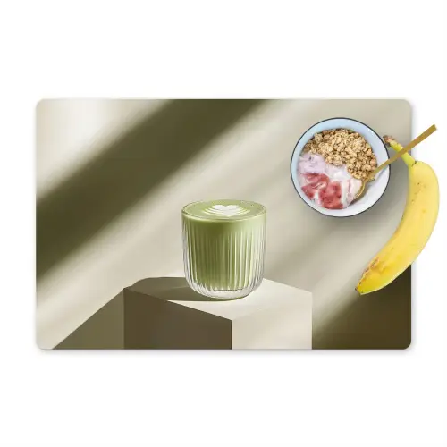 Matcha - Glas - Groen - Minimalistisch Placemat vinyl groot -zzzproduct_Kitchenyeah-website