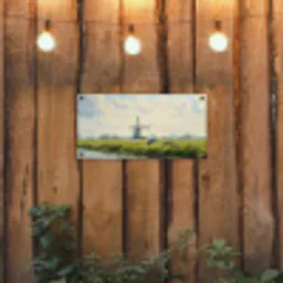 Koeien - Windmolen - Weide - Blauw tuinposter los doek klein -sfeer1