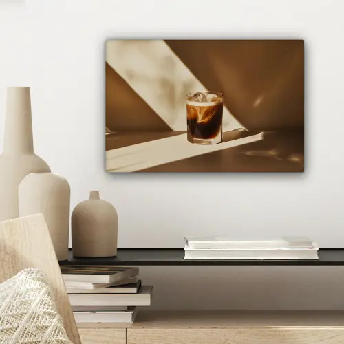 Glas - Ijskoffie - Schaduw - Bruin canvas 2cm klein -sfeer6
