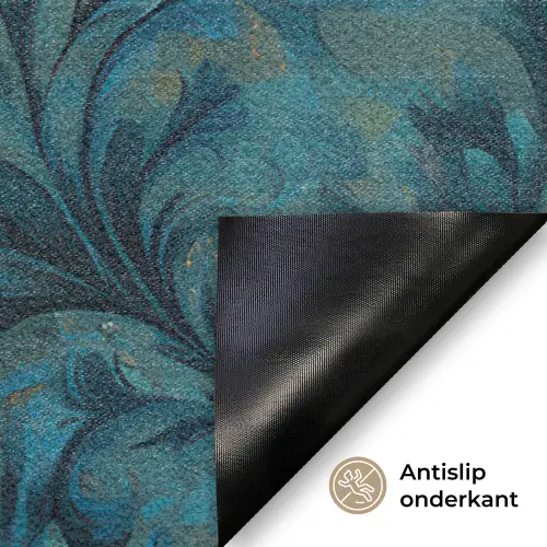 Vrouw - Bloemen - Vlinders - Blauw - Abstract Deurmat klein -antislip_NL