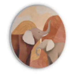 Olifanten - Oranje - Abstract Akoestische PET Vilt - Rond klein -3d