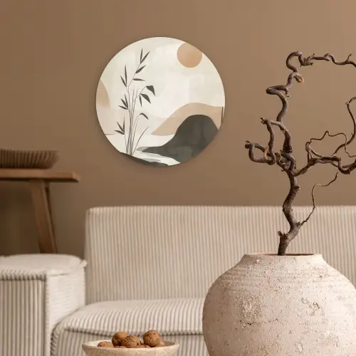 Japandi - Landschap - Beige Wandcirkel plexiglas klein -sfeer1