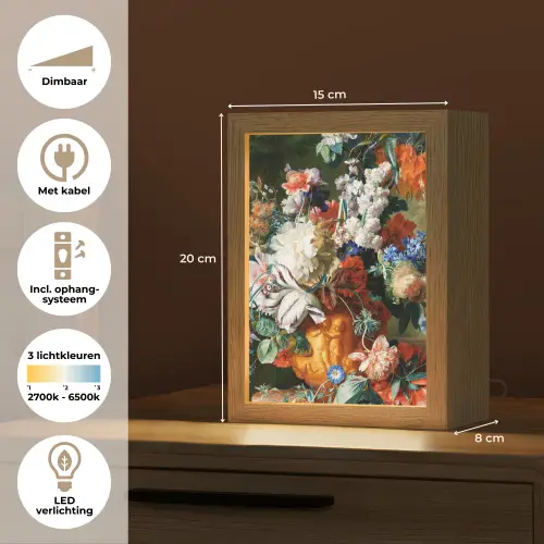 Kunst - Oude meesters - Boeket bloemen in een urn Light Box met kabel (Tafellamp) klein -USP_NL