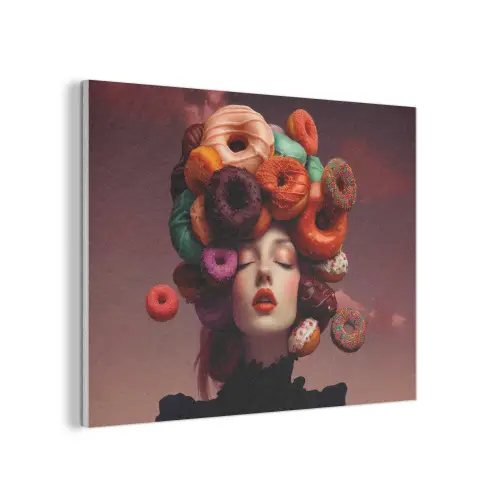 Vrouw - Donuts - Kleurrijk PET vilt klein -3d