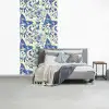Vlinders - Bloemen - Blauw - Botanisch fotobehang vinyl groot 64 -slaapkamer