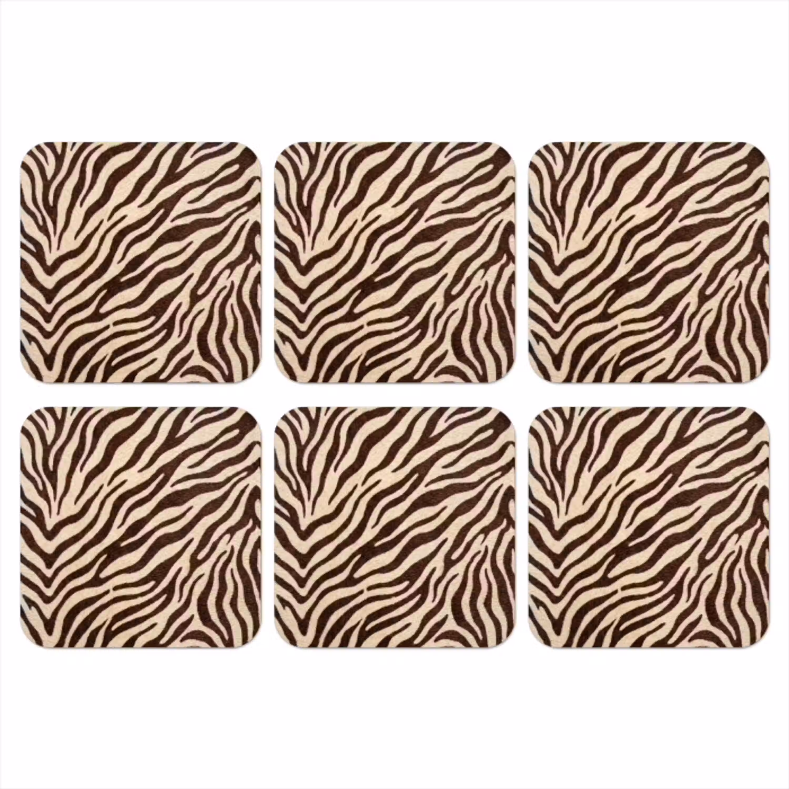 Zebra - Strepen - Bruin onderzetter kurk middel -3d