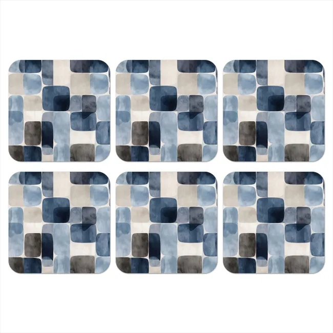 Onderzetter - Patroon - Blauw - Vierkanten