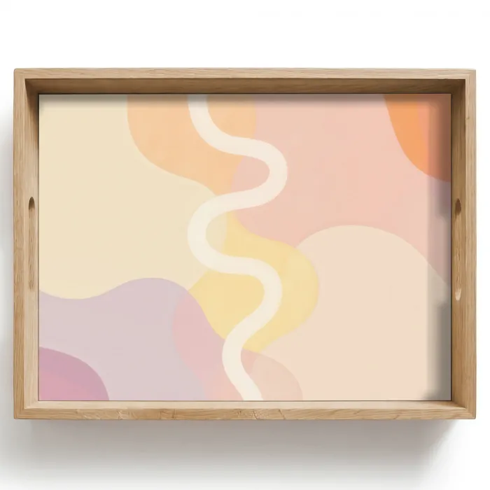 Golvende vormen - Abstract - pastel Dienblad Rechthoek middel -z3d_shopping