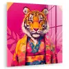 Tijger - Kimono - Planten - Roze plexiglas 5mm klein -zzzproduct_nieuw