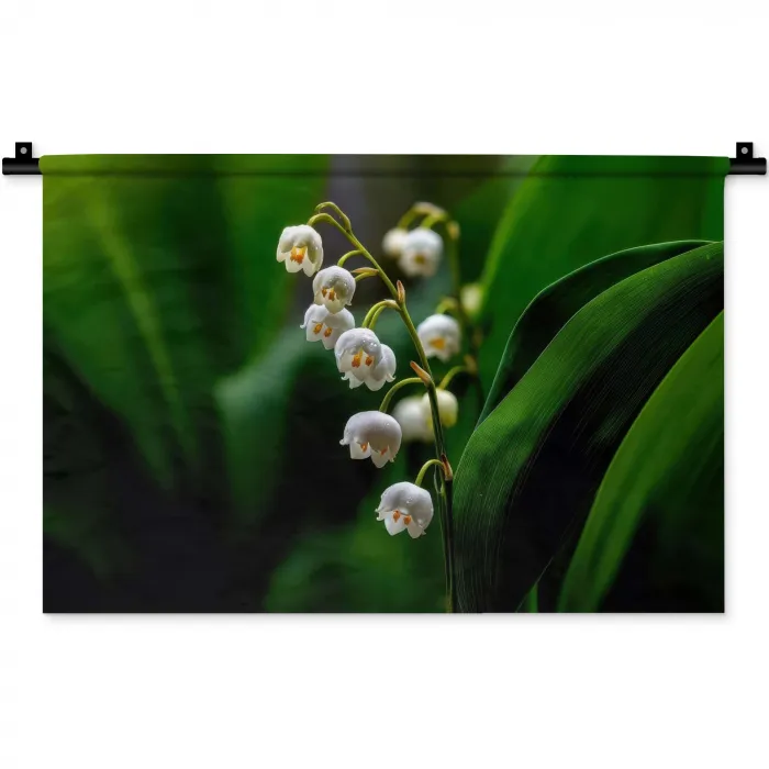 Bloemen - Wit - Bladeren - Lelietjes Wandkleed katoen klein -zz3d