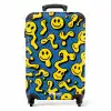 Vloeiende smiley's op een blauwe achtergrond NBS - Handbagage koffer - Kinderen Unisex middel -productfoto_recht