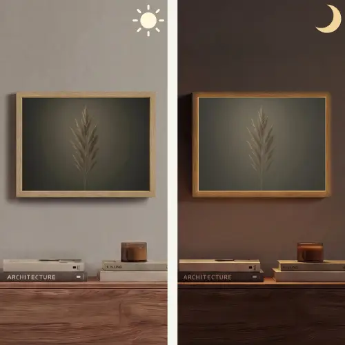 Tak - Pluimgras - Donkerbruin Light Box met batterij (Wandlamp) middel -sfeer3