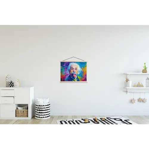 Oude man - Expressief - Kleurrijk textielposter latten blank klein -kinderkamer