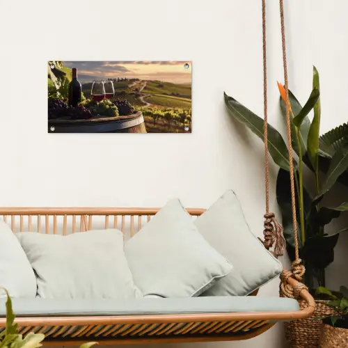 Wijn - Druiven - Heuvels - Landschap tuinposter los doek klein -sfeer7