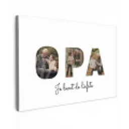 Opa - Lettercollage Tuinposter op houten frame 2 cm dik klein -3d