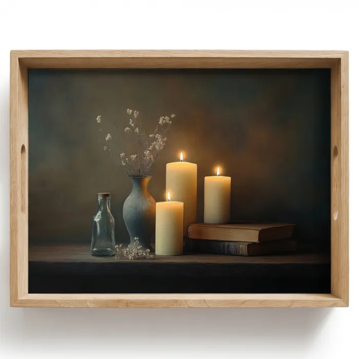 Kaarsen - Stilleven - Rustiek - Boeken Dienblad Rechthoek middel -z3d_shopping