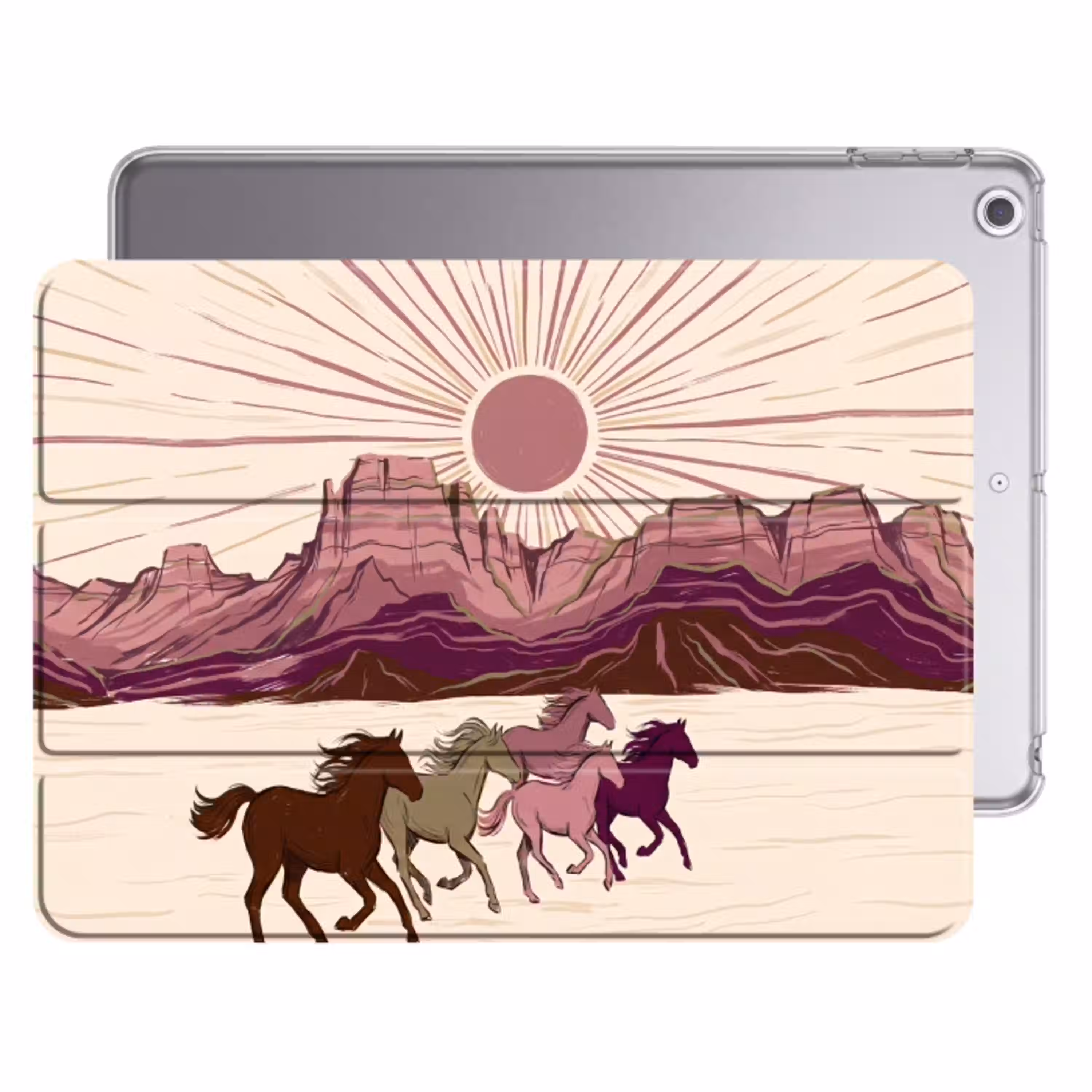 Paarden - Rennend - Woestijn - Natuur - Abstract Apple iPad 2017 middel -threedimensional_3d_global