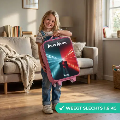 Raceauto - Verlichting - Neon - Rood Kinderkoffer - Roze klein -sfeer2_NL