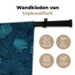 Bladeren - Reliëf - Patroon - Oceaanblauw - Modern Wandkleed katoen klein 269 -sfeer2