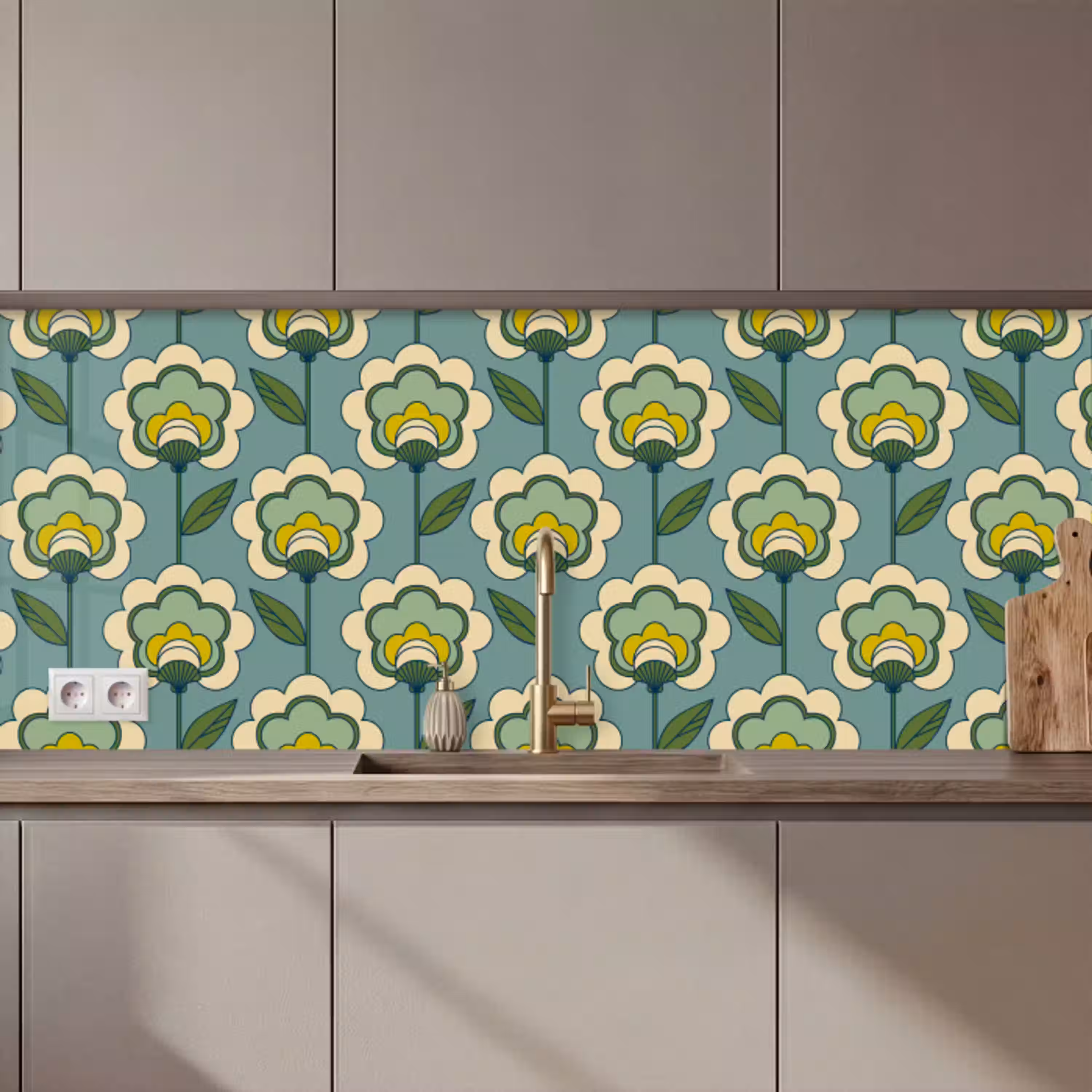 Retro - Design - Jaren 70 - Bloem keuken achterwand 2 middel 871 zz_3dshopping