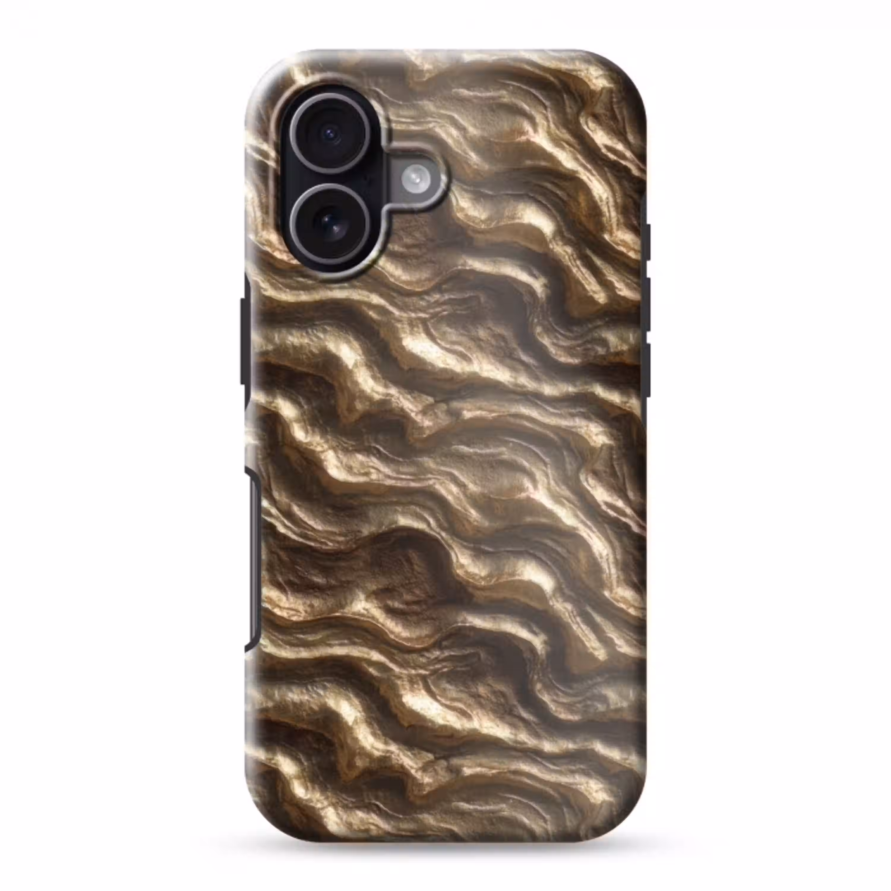 Reliëf - Golven - Abstract - Bronsgoud Toughcase MagSafe Apple iPhone 17 klein 1017 -3d