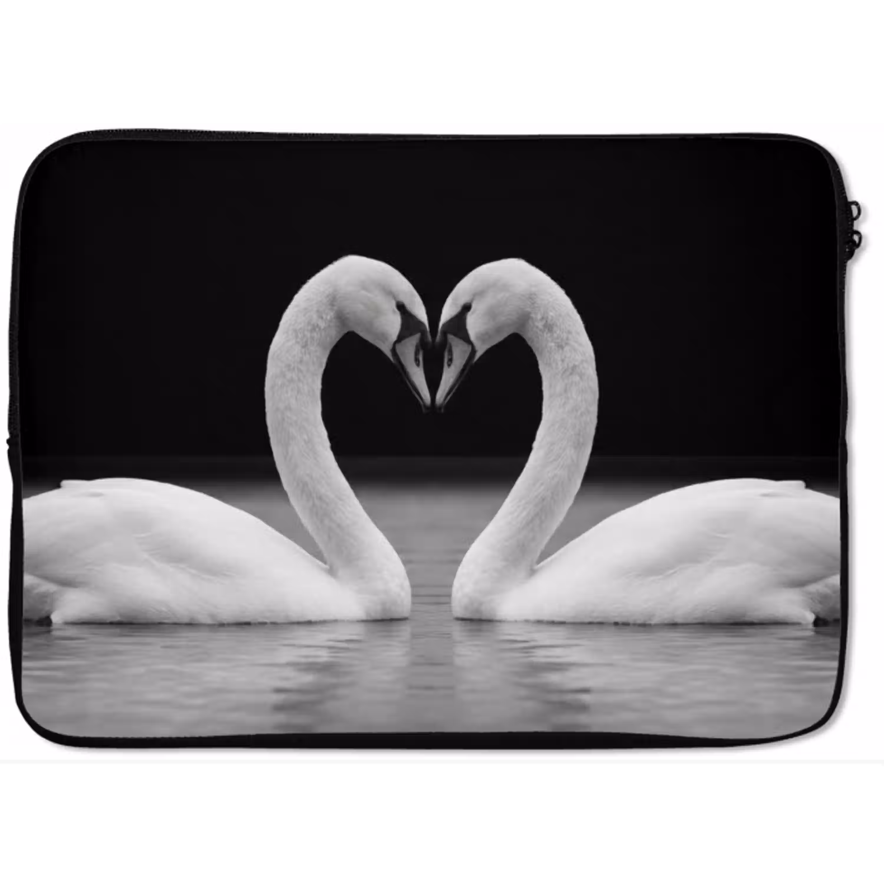Zwanen - Hart - Zwart - Wit laptophoes neopreen klein -zkaufland3dotto